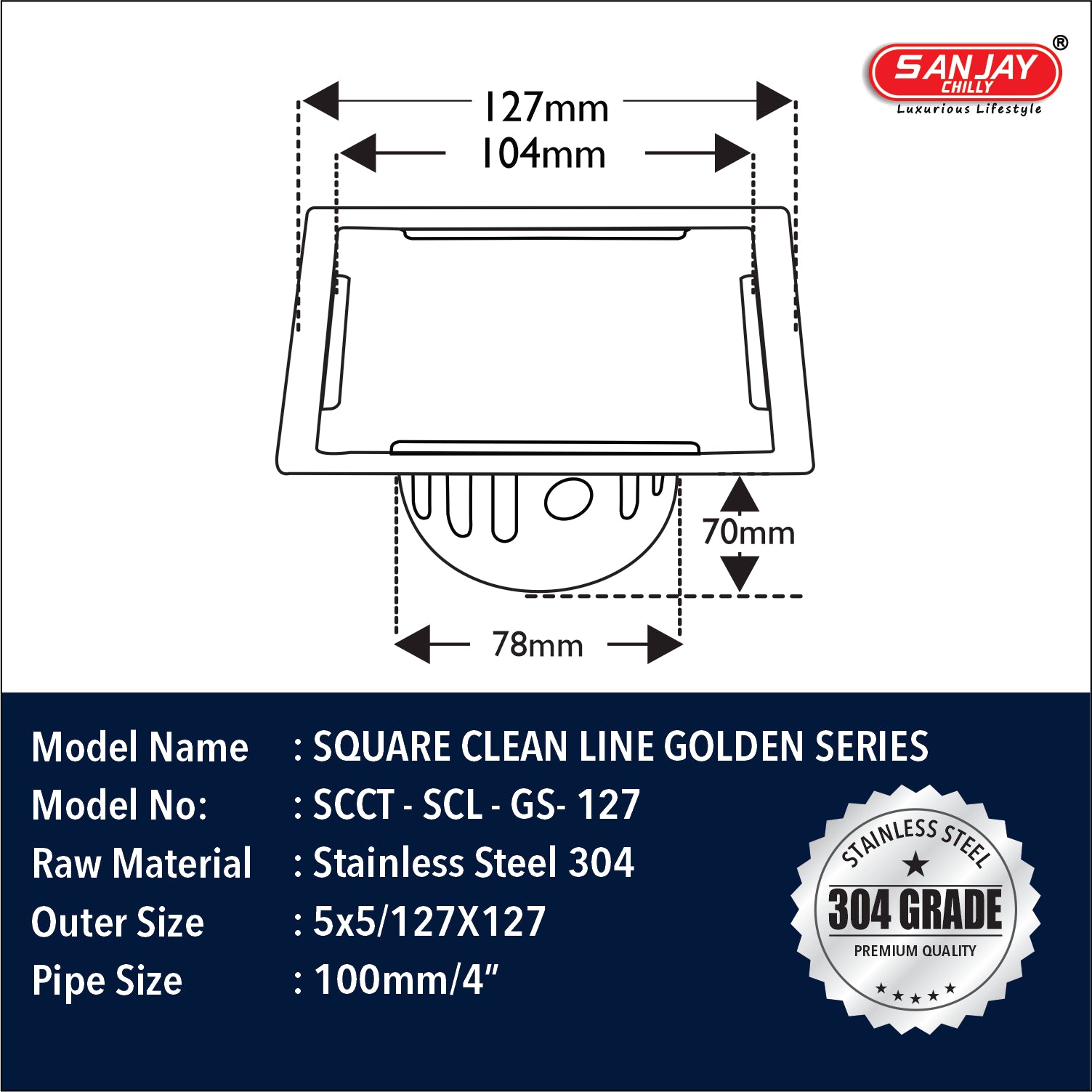 Square Clean Line Golden Series