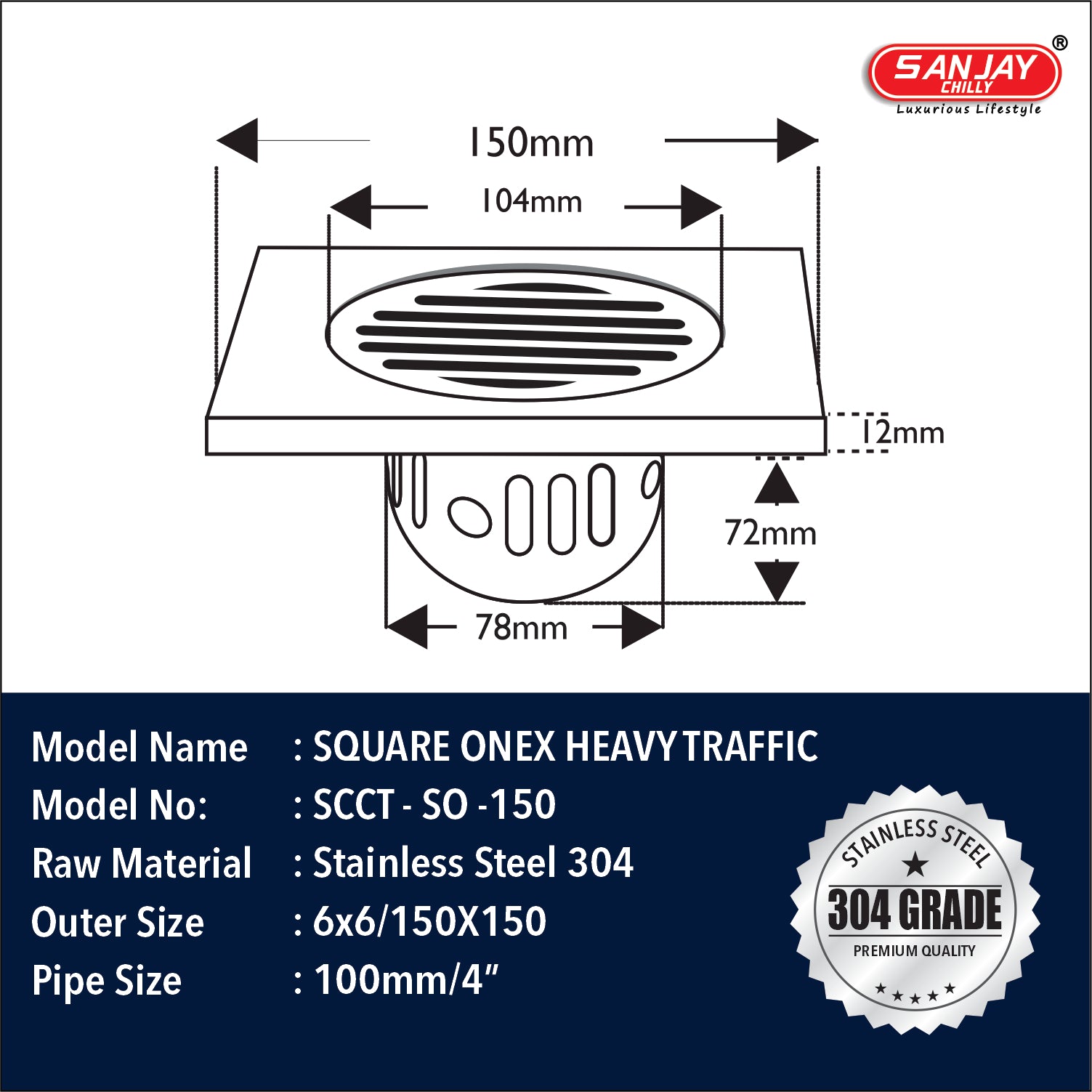 Square Onex With Hidden Lock System