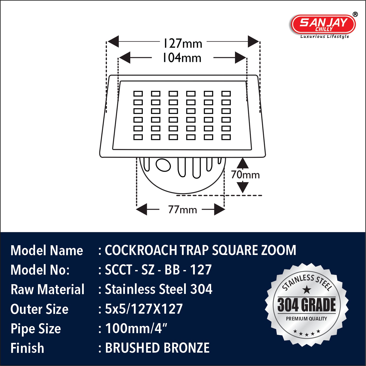 Square Zoom Brushed Bronze