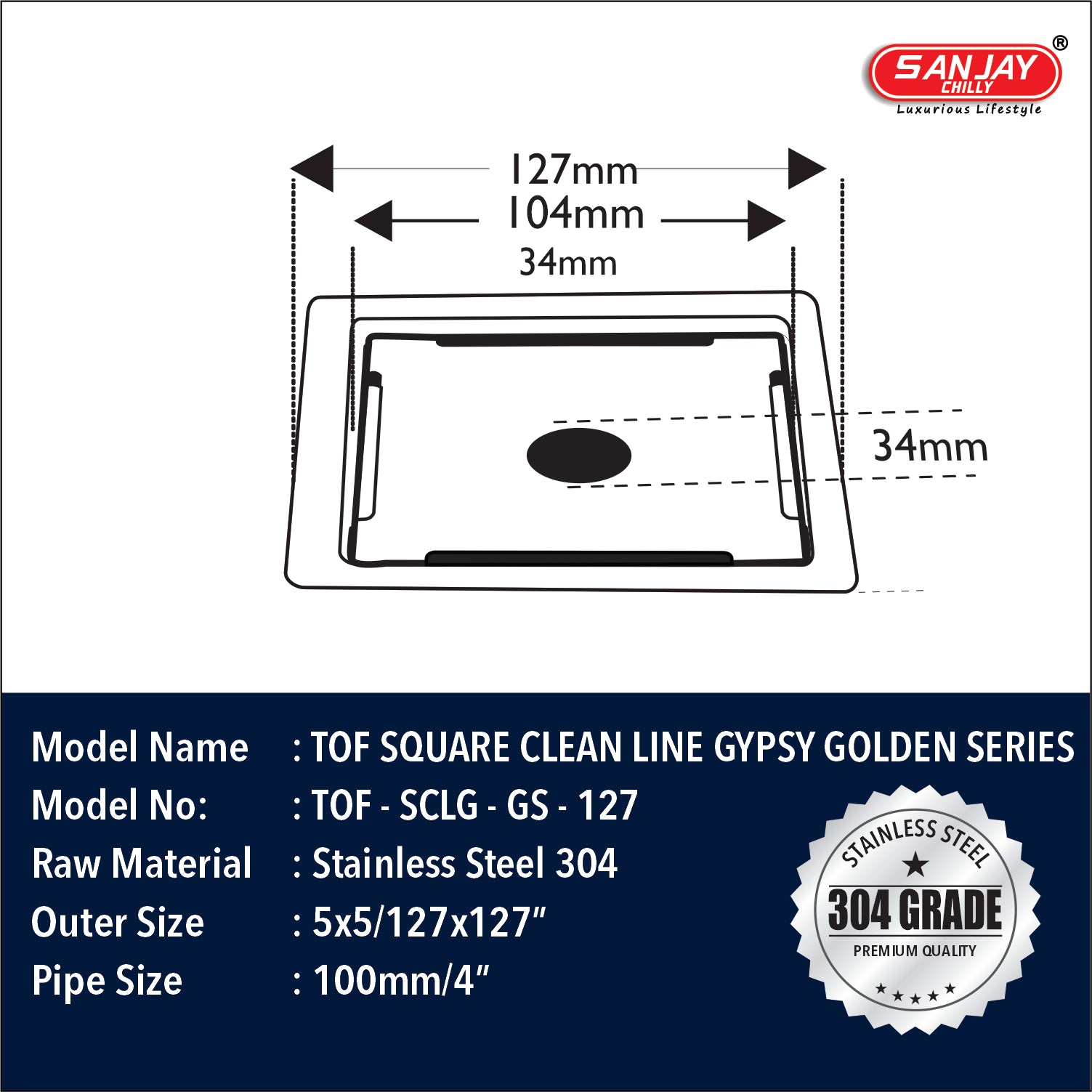 TOF Square Clean Line Gypsy Golden Series