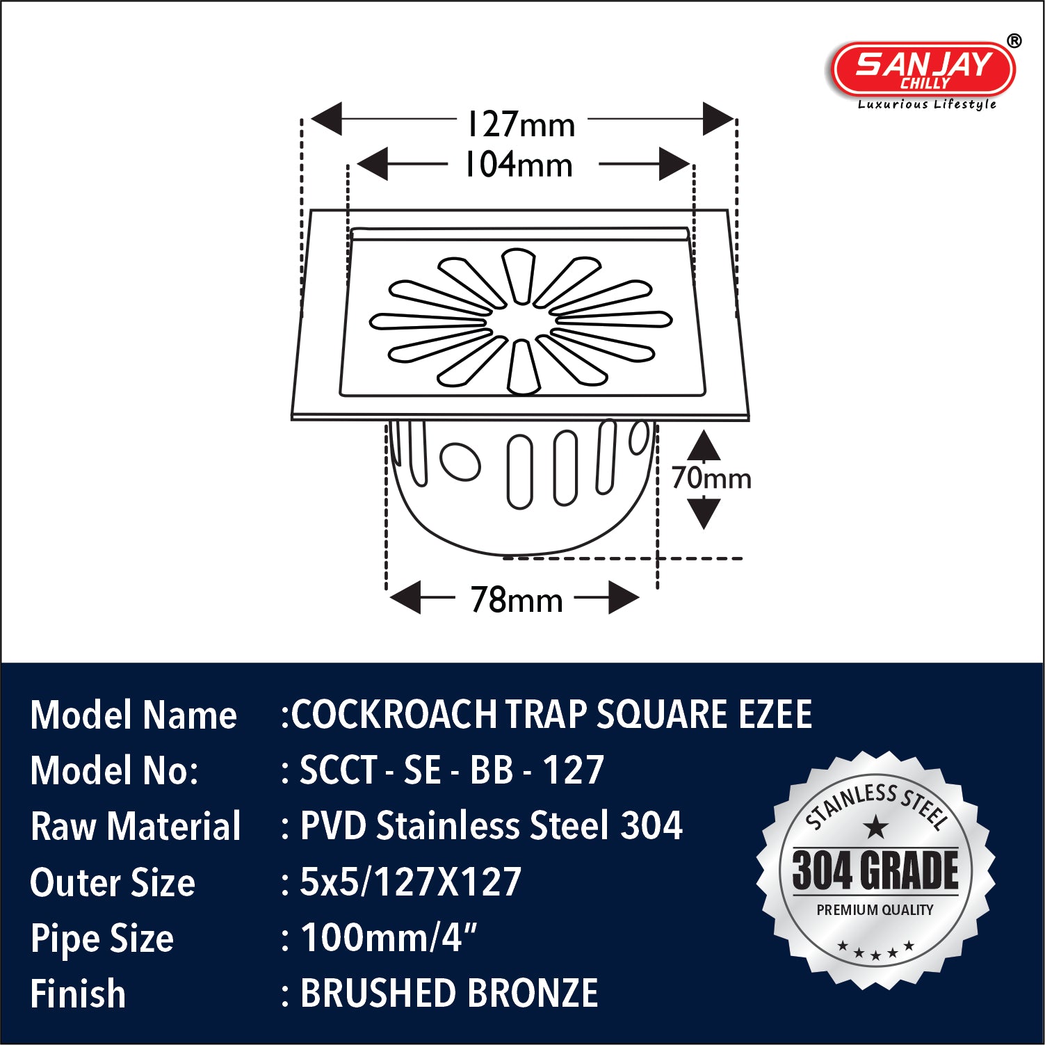 Square Ezee Brushed Bronze