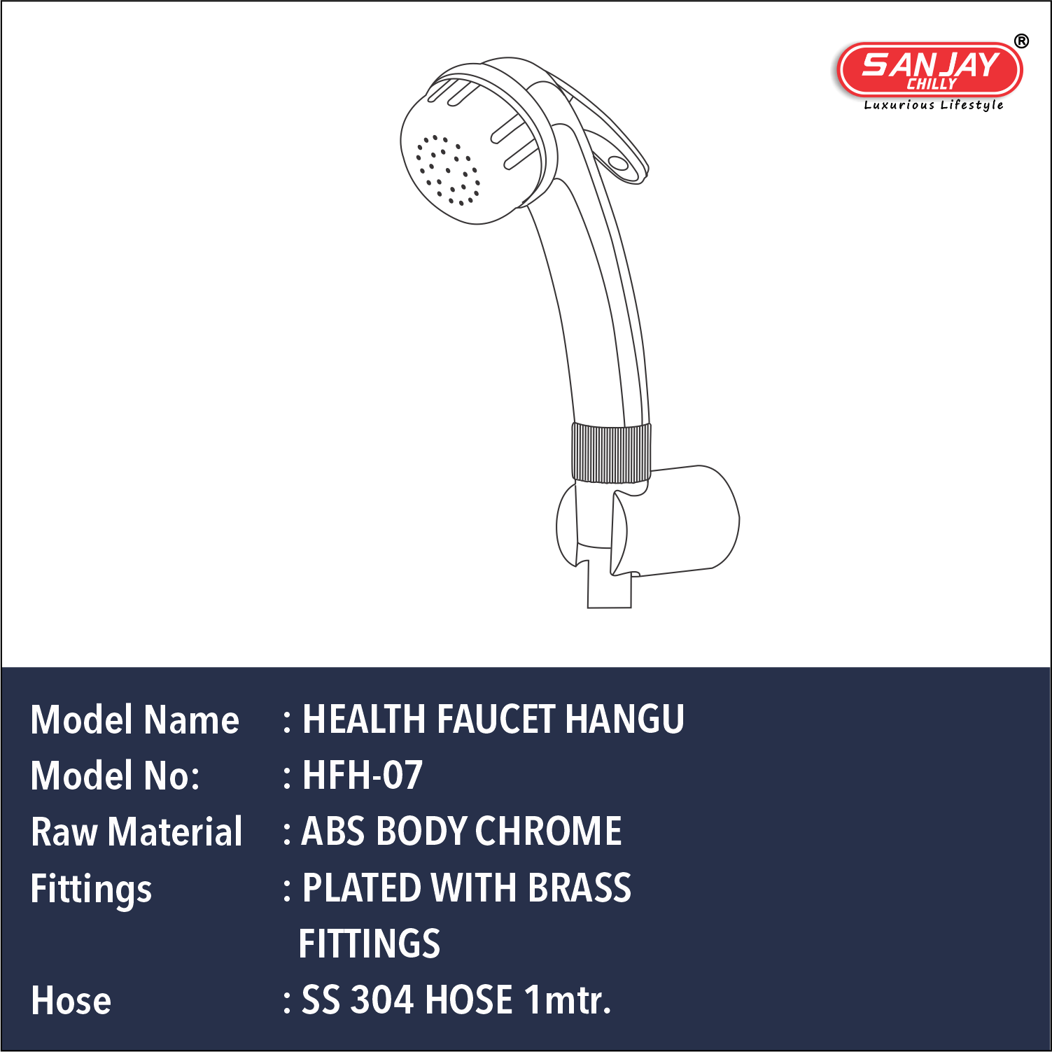 Health Faucet Hangu ABS Body Chrome Plated With Brass Fittings Grey PVC Hose 1mtr