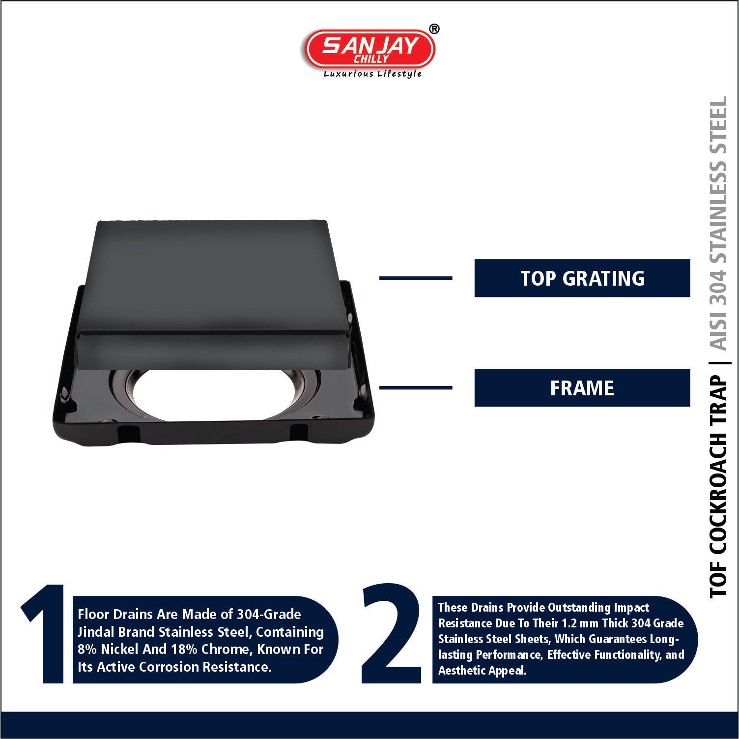TOF Square Marble Drainer Ultra Black