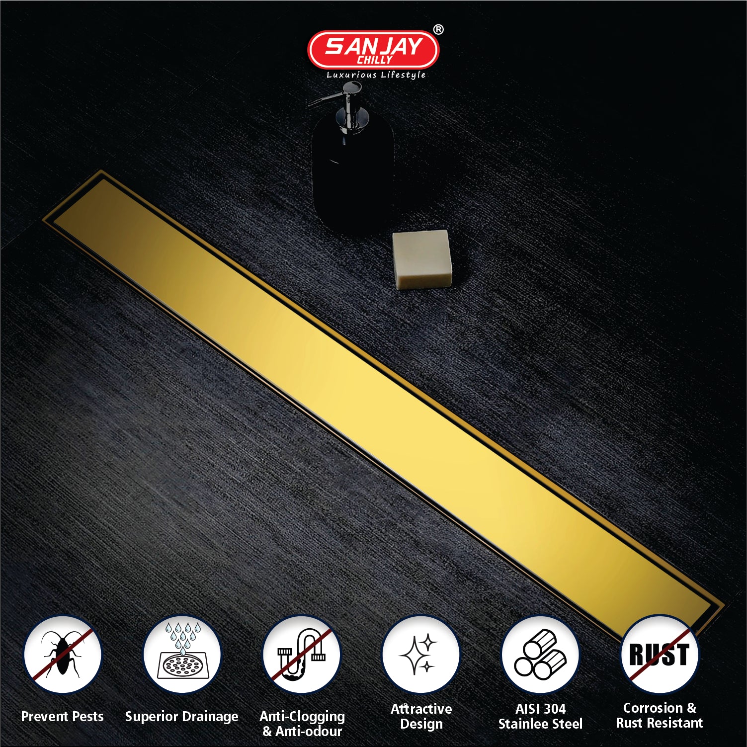 Marble Drainer Pure Gold