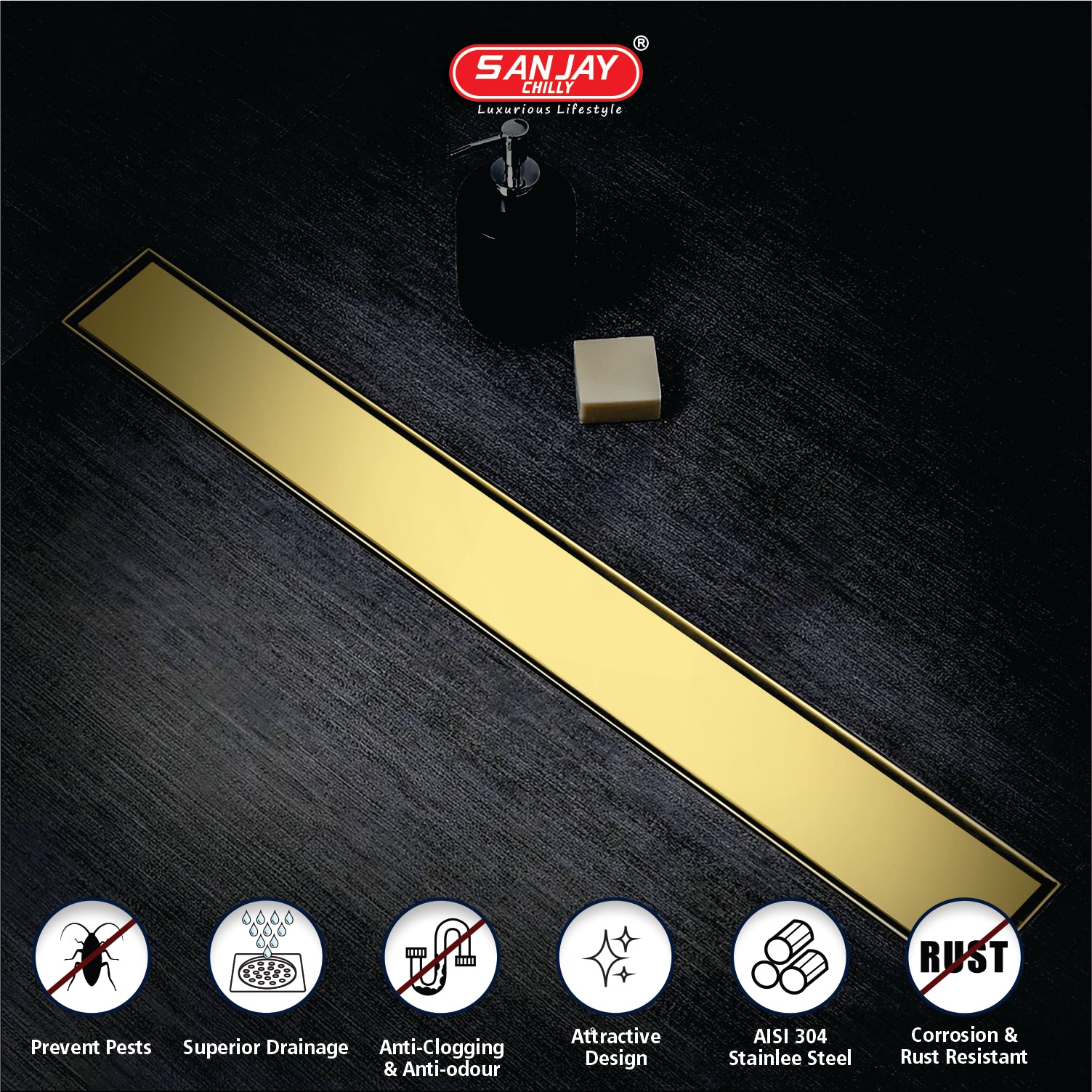 Marble Drainer French Gold