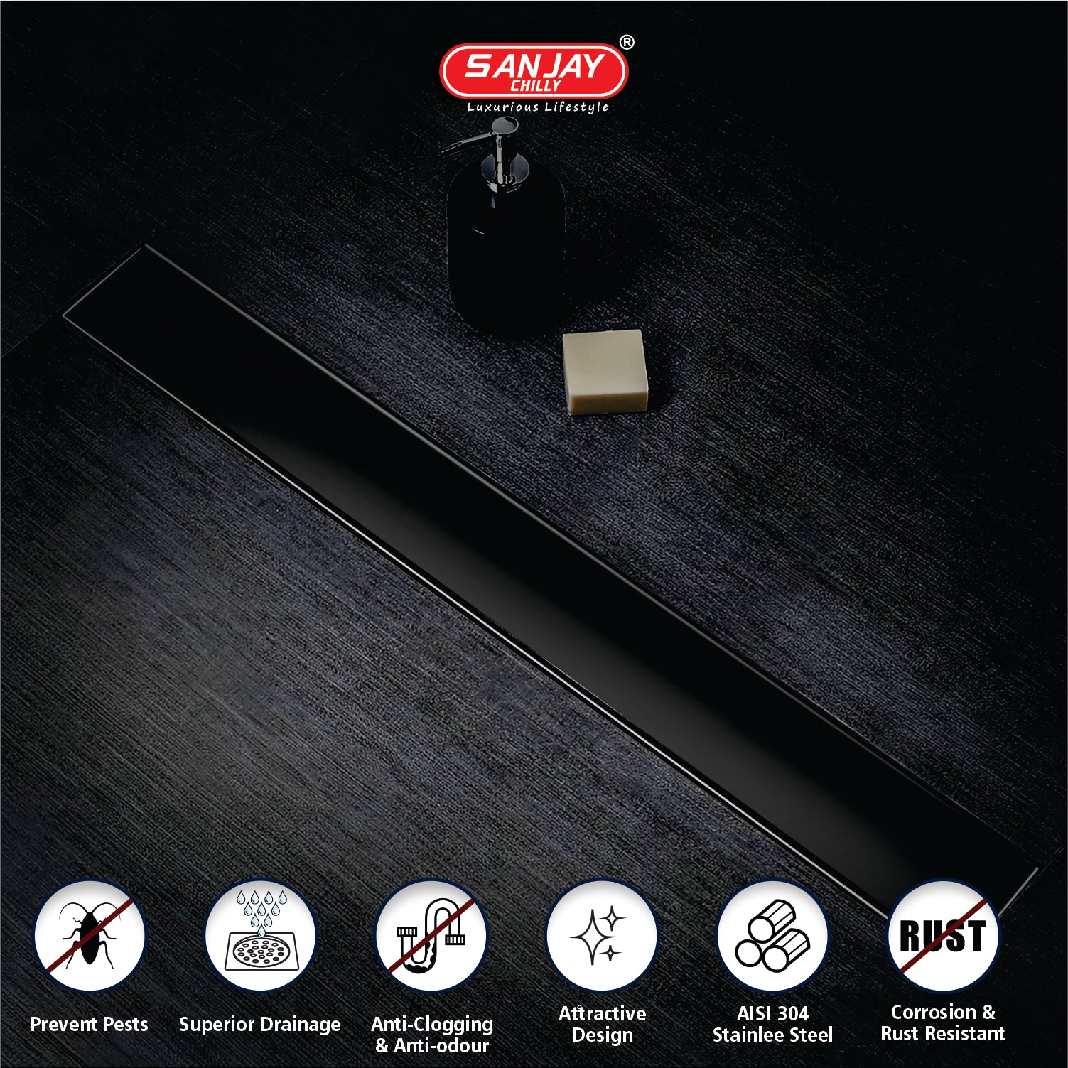 Marble Drainer Ultra Black