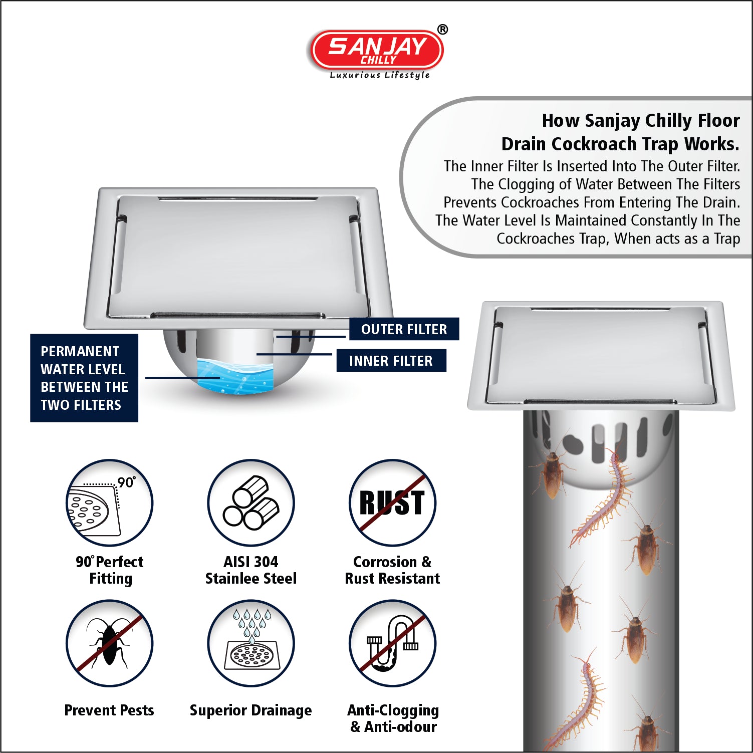 Square Clean Line Golden Series