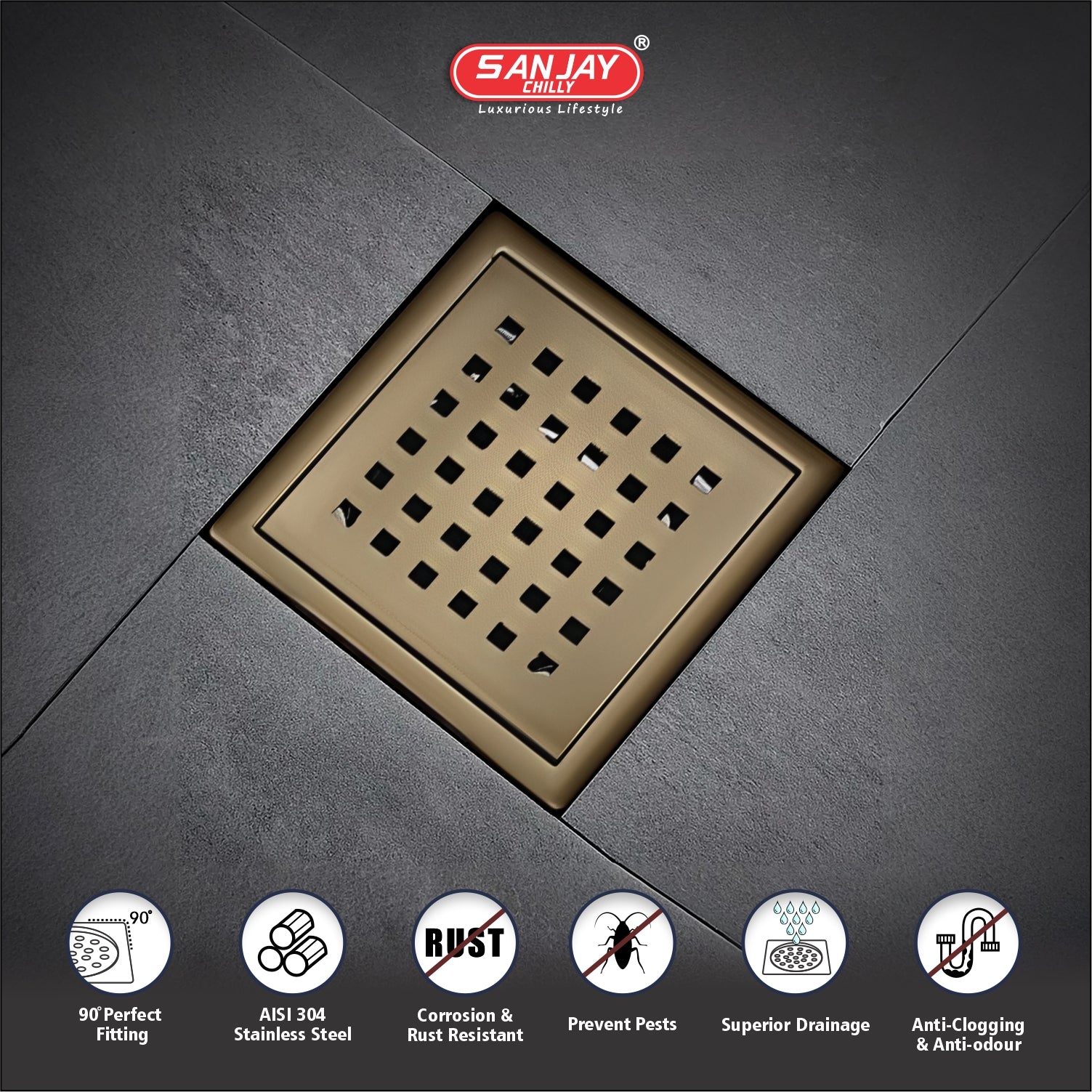 TOF Square Zoom Brushed Bronze