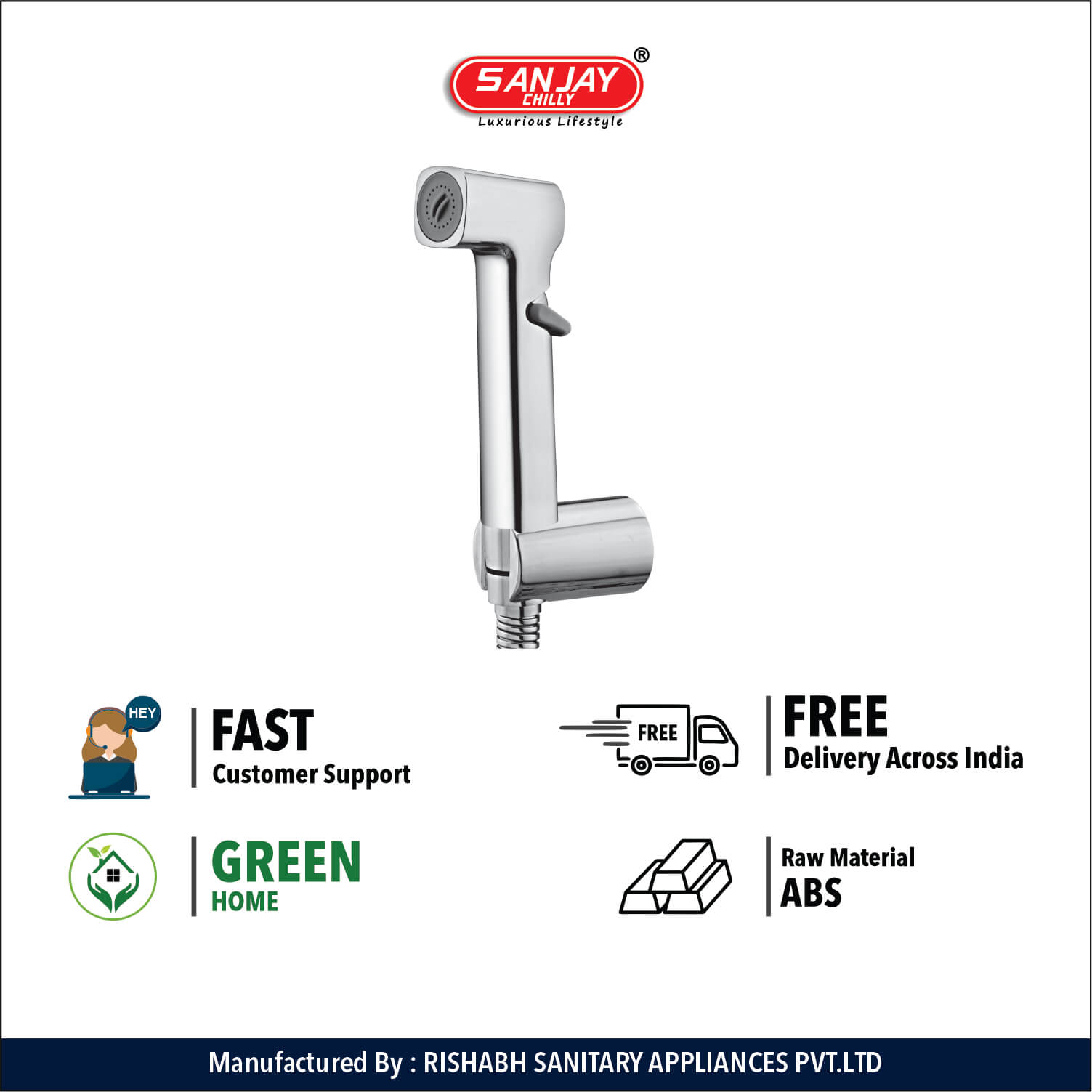 Health faucet fore ABS Body Chrome Plated With Brass Fittings SS 304 Hose 1mtr