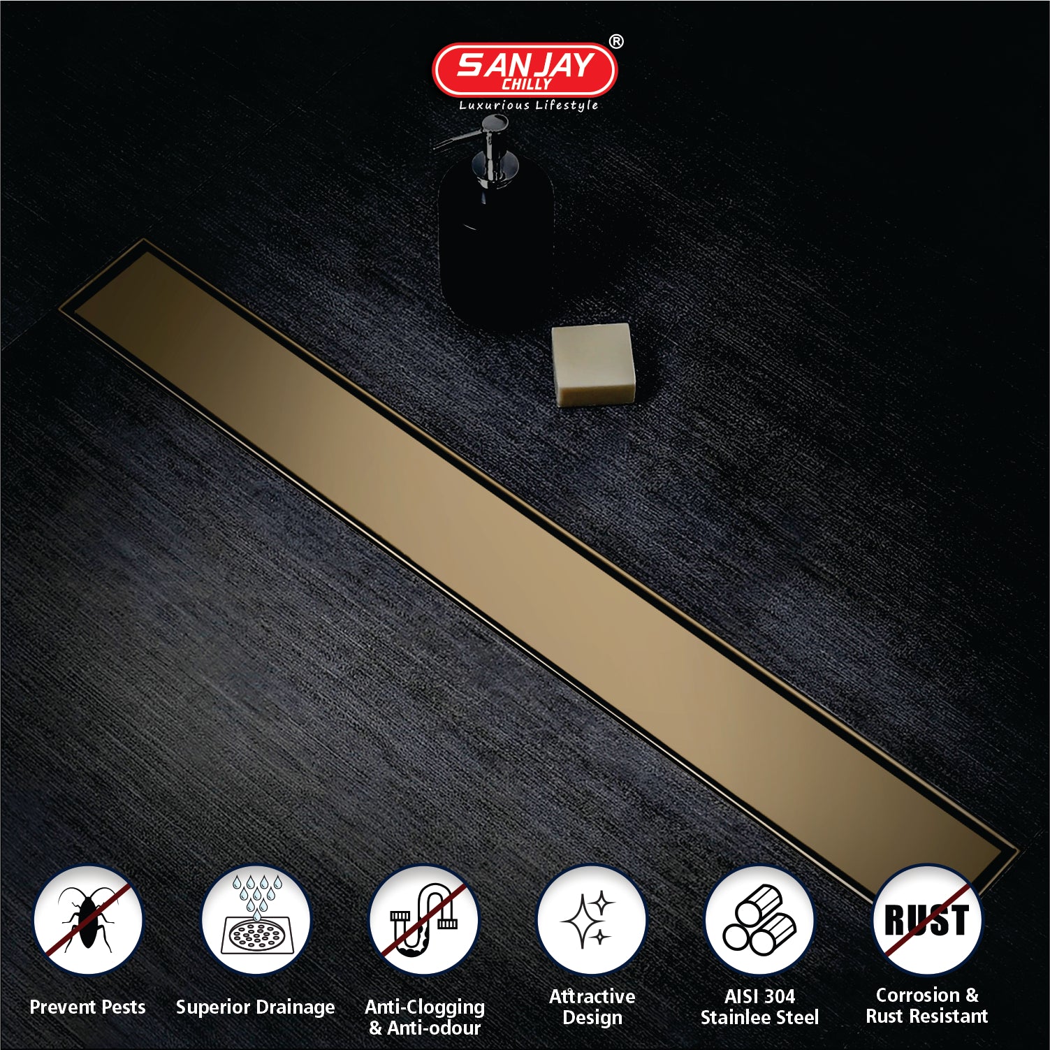 Marble Drainer Brushed Bronze