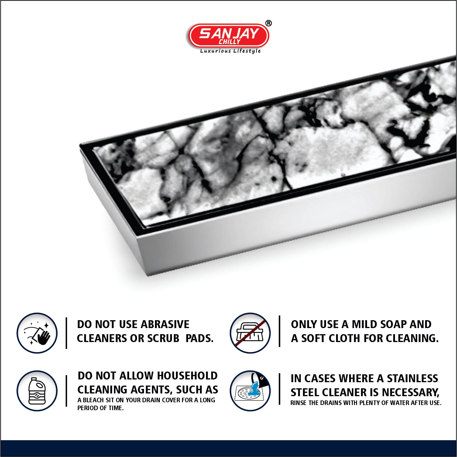 Shower Channel Marble Drainer
