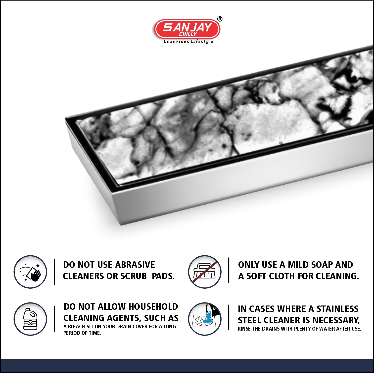 Shower Channel Marble Drainer