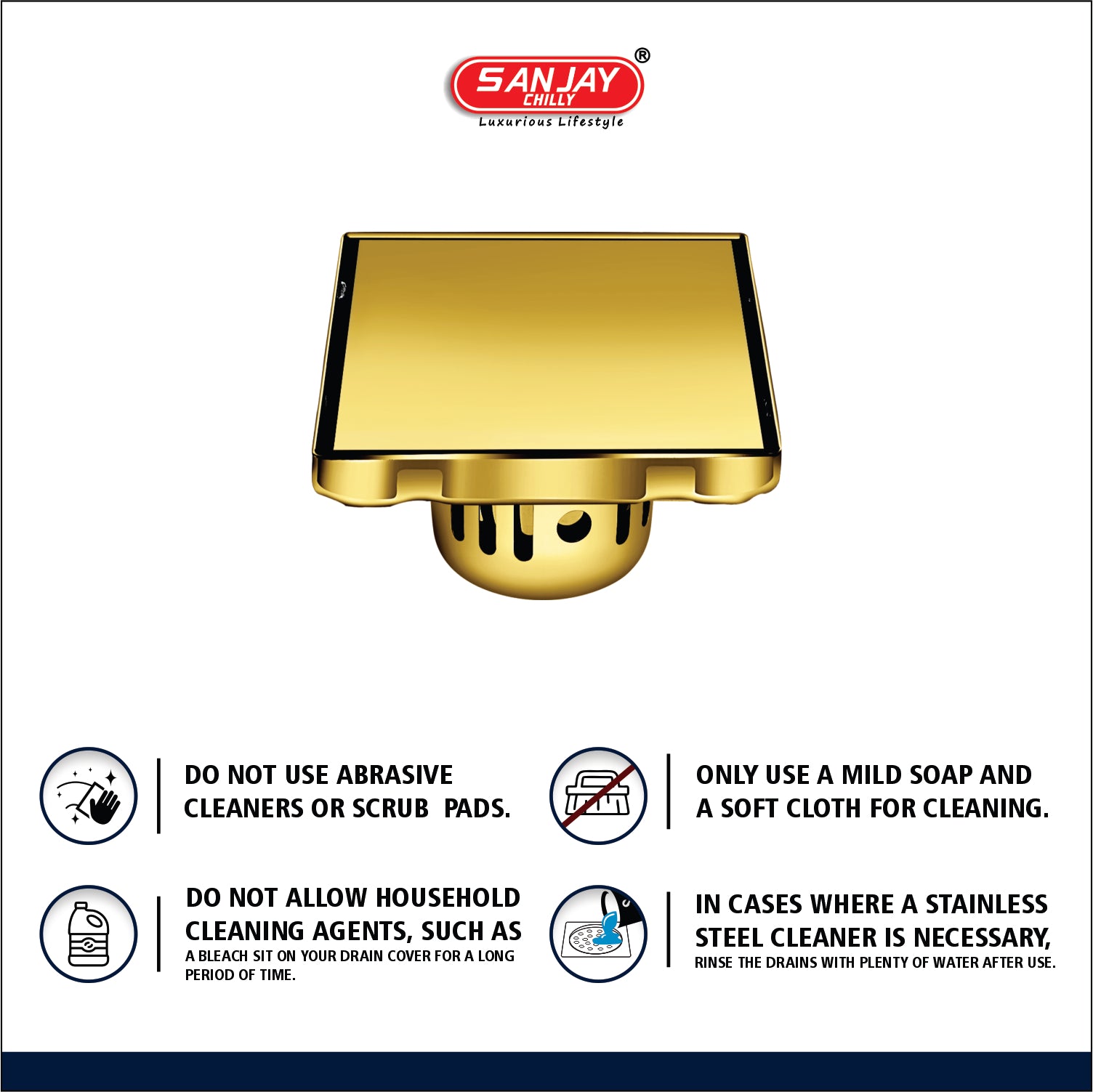 Square Marble Drainer Pure Gold