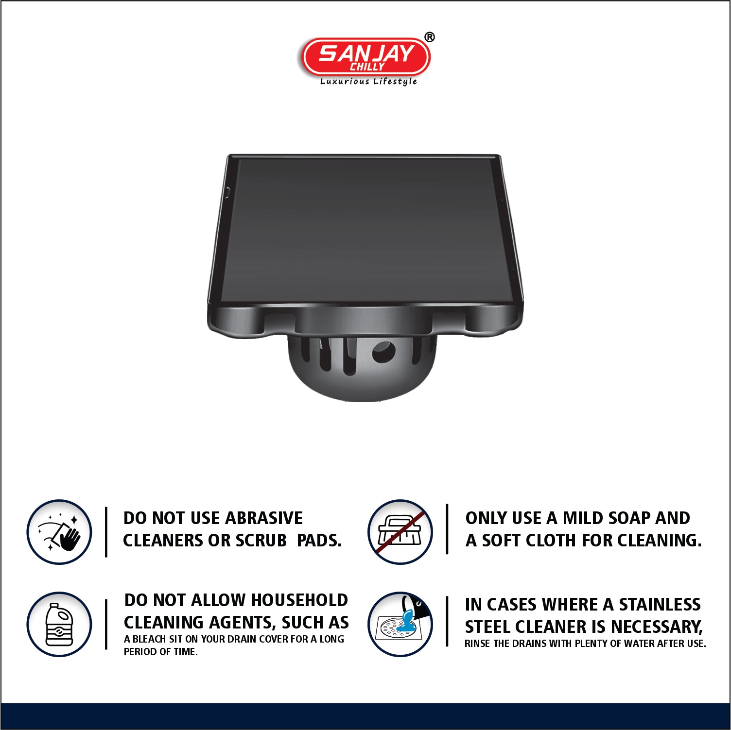 Square Marble Drainer Ultra Black