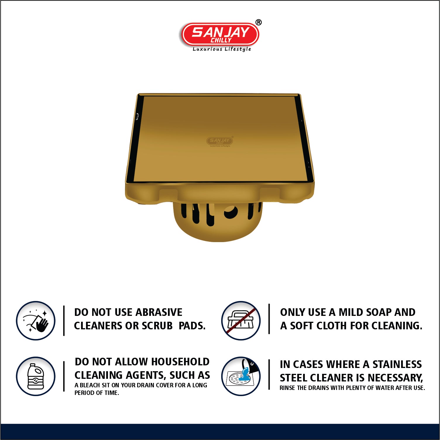 Square Marble Drainer Pure Gold