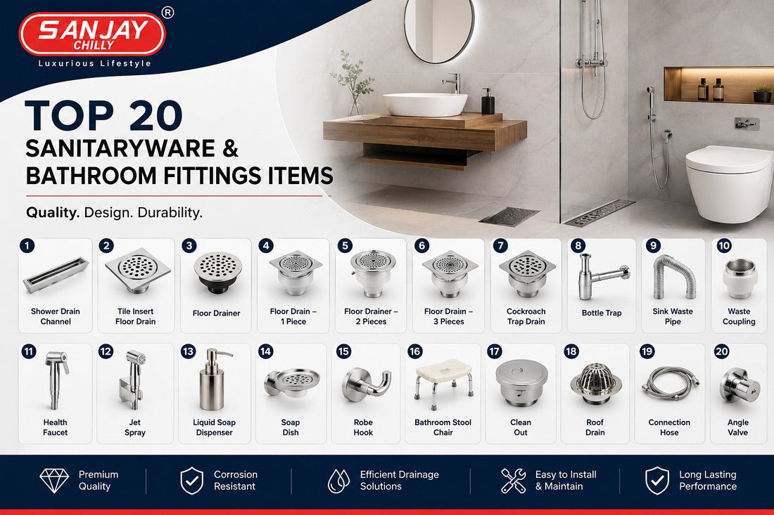 Top 20 Sanitaryware & Bathroom Fittings Items for Modern Bathrooms