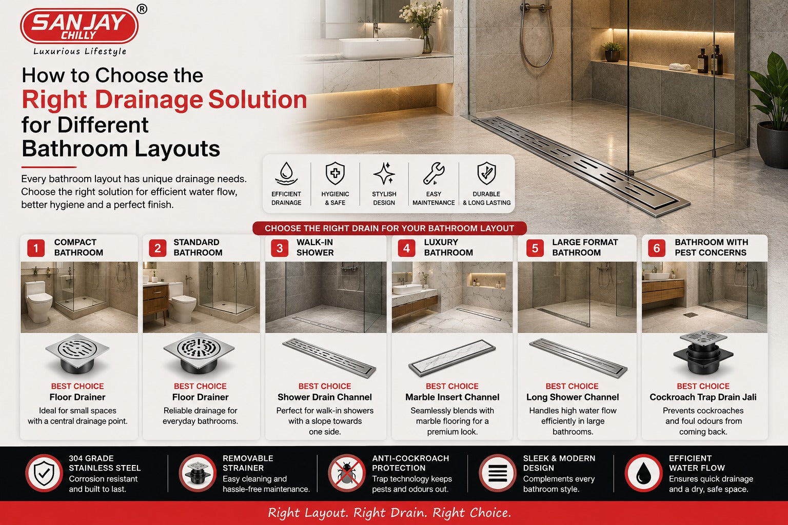 How to Choose the Right Drainage Solution for Different Bathroom Layouts