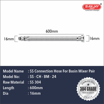 SS Connection Hose For Basin Mixer Pair