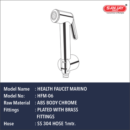 Health Faucet Marino ABS Body Chrome Plated With Brass Fittings SS 304 Hose 1mtr