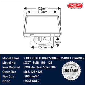 Square Marble Drainer Rose Gold
