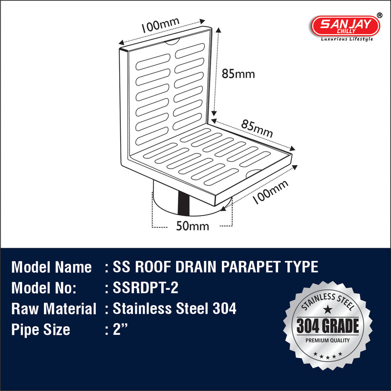 SS Roof Drain Parapet Type