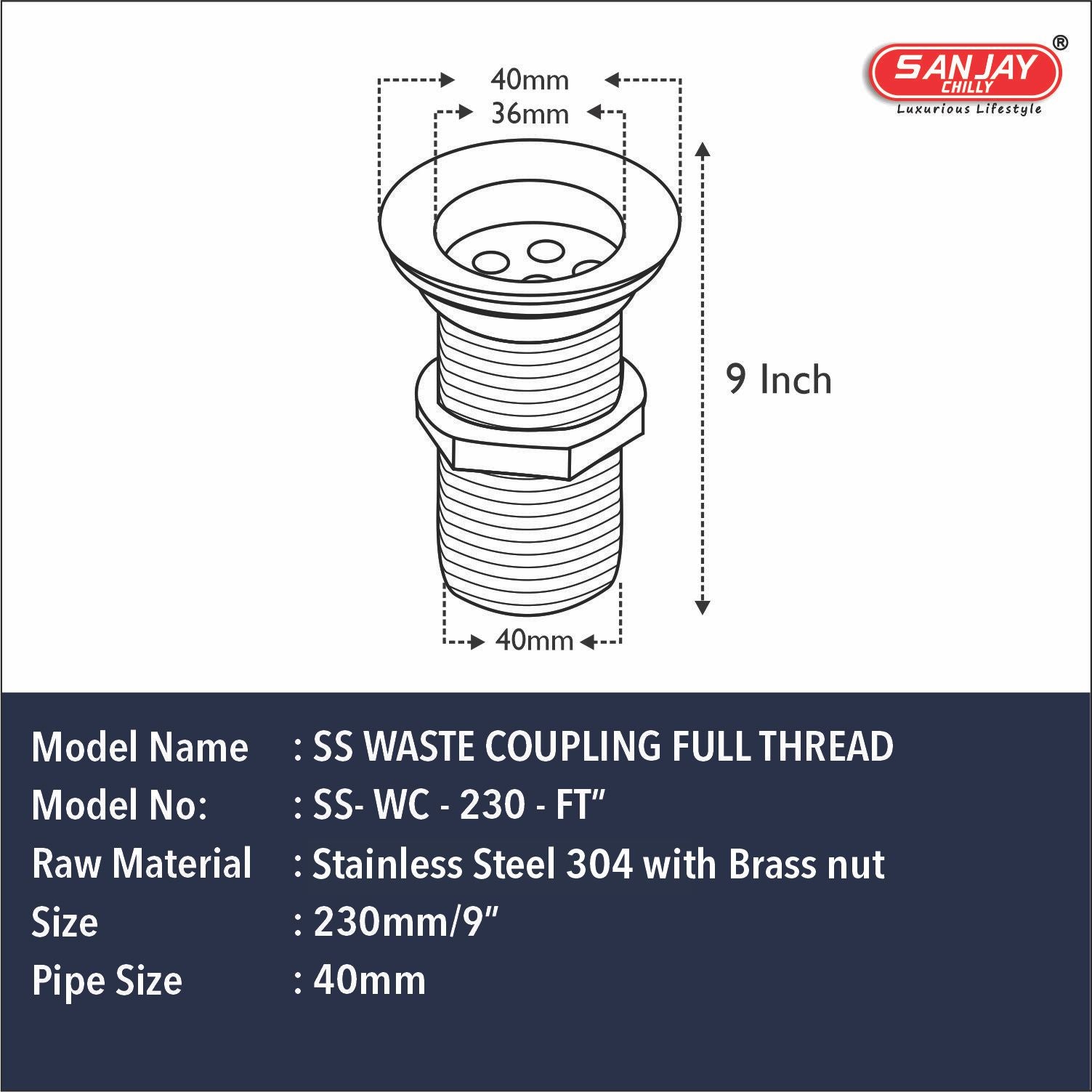 SS Waste Coupling Full Thread