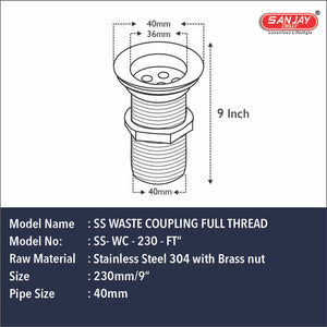 SS Waste Coupling Full Thread