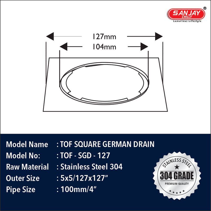 TOF Square German Drain