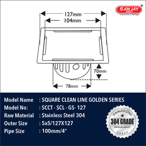 Square Clean Line Golden Series