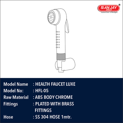 Health Faucet Luxe ABS Body Chrome Plated with brass fittings SS 304 hose 1mtr