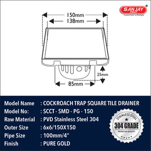 Square Marble Drainer Pure Gold
