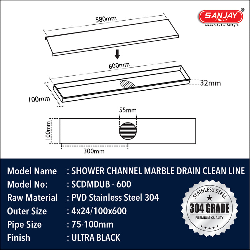 Marble Drainer Ultra Black