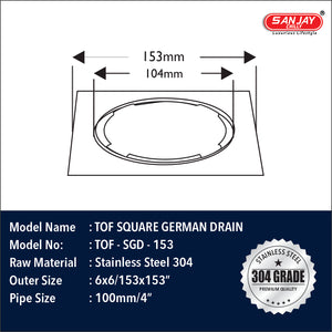 TOF Square German Drain