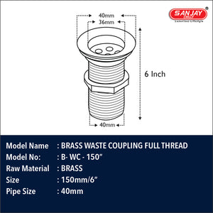 Brass Waste Coupling Full Thread