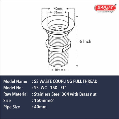 SS Waste Coupling Full Thread