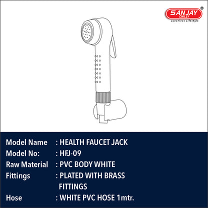 Health Faucet Jack PVC Body White Color With Brass Fittings White PVC  Hose 1mtr