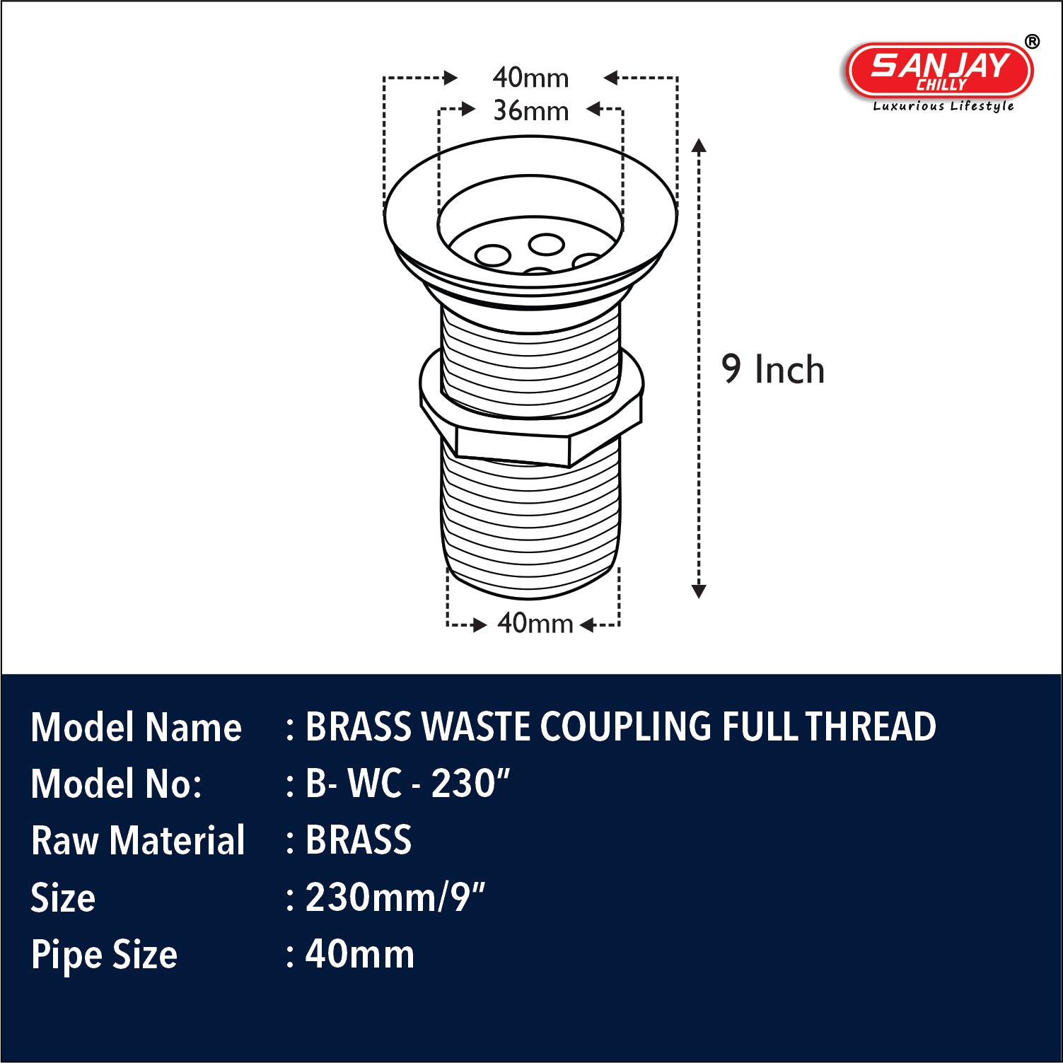 Brass Waste Coupling Full Thread