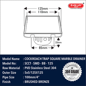 Square Marble Drainer Brushed Bronze