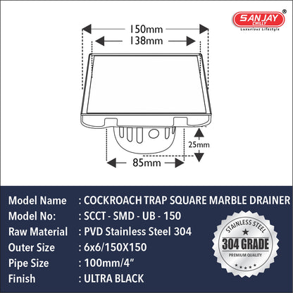 Square Marble Drainer Ultra Black
