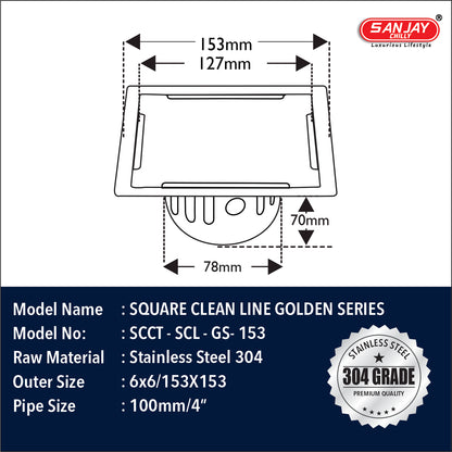 Square Clean Line Golden Series