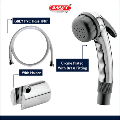 Health Faucet Hangu ABS Body Chrome Plated With Brass Fittings Grey PVC Hose 1mtr