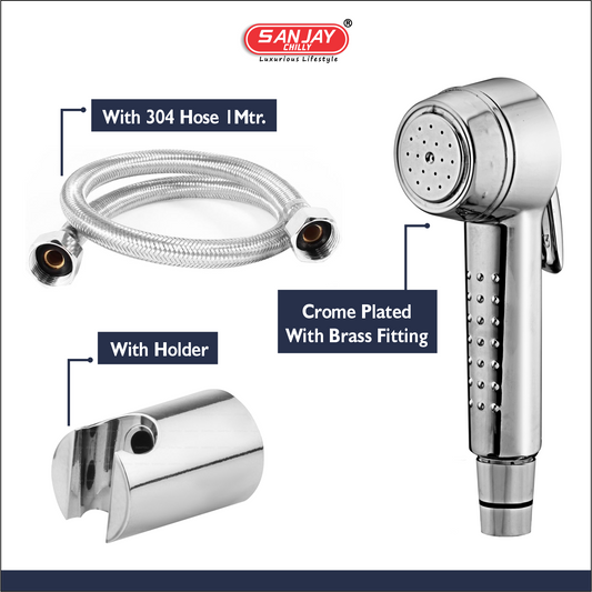 Health Faucet Luxe ABS Body Chrome Plated with brass fittings SS 304 hose 1mtr