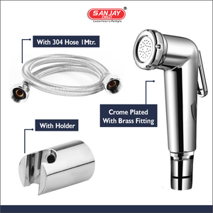 Health Faucet Kent ABS Body Chrome Plated with Brass Fittings SS 304 Hose 1mtr
