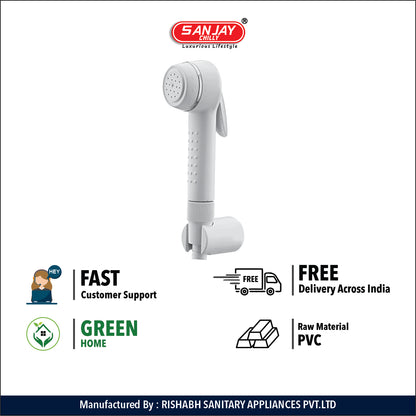 Health Faucet Jack PVC Body White Color With Brass Fittings White PVC  Hose 1mtr