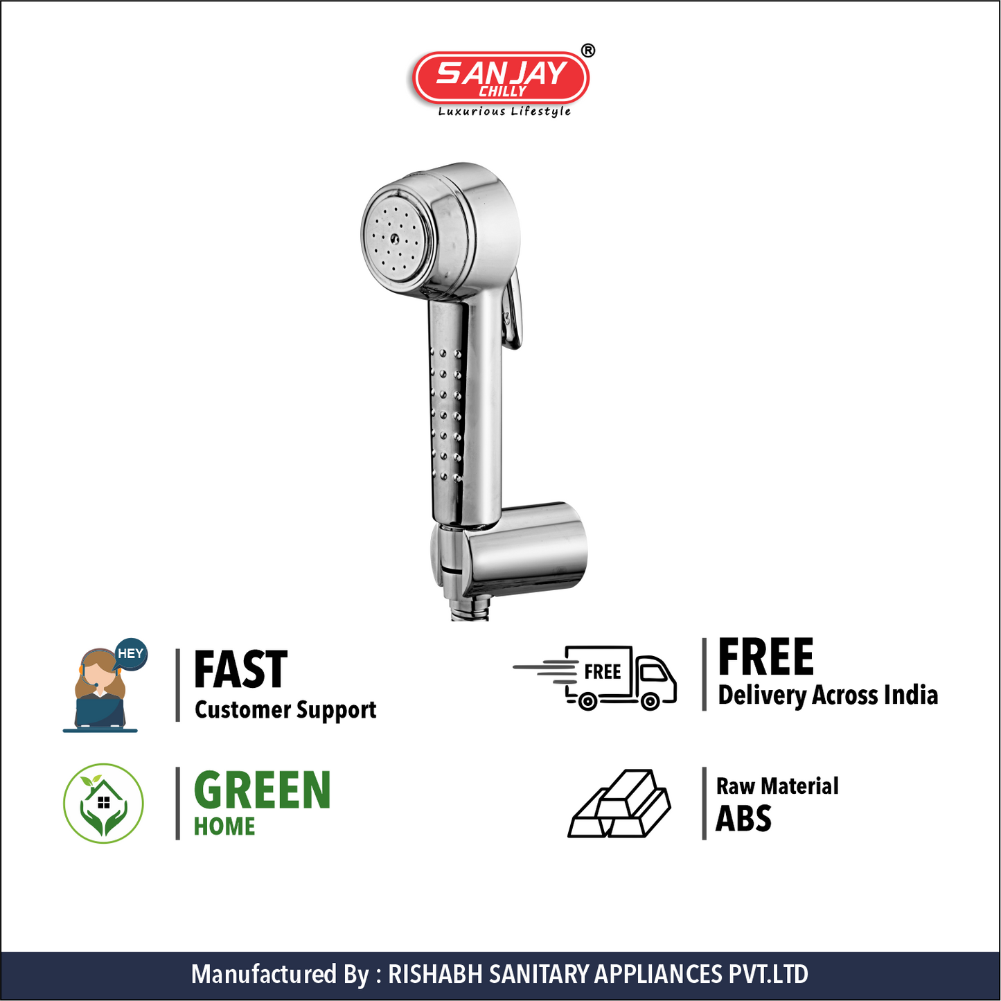 Health Faucet Luxe ABS Body Chrome Plated with brass fittings SS 304 hose 1mtr