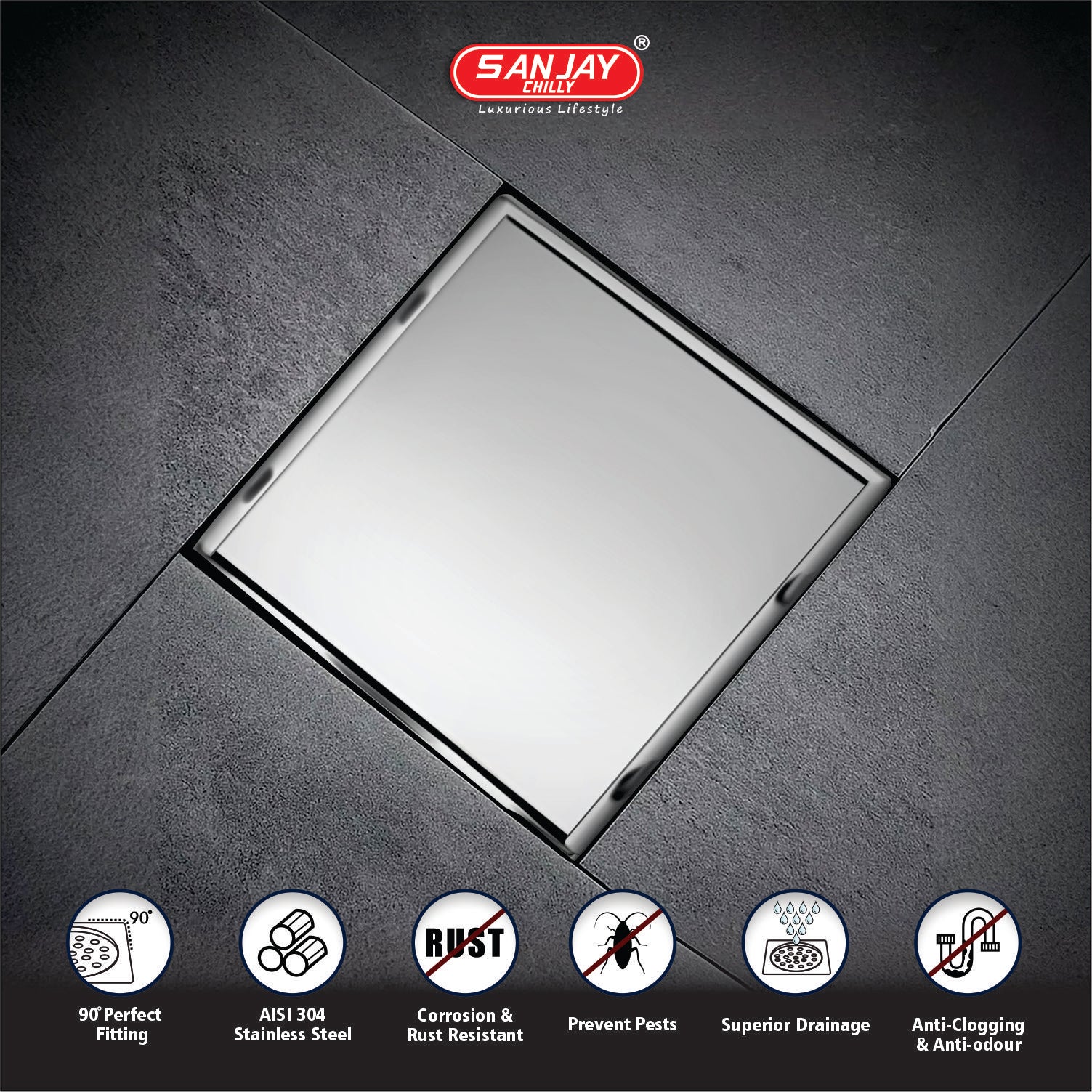 TOF Square Marble Drainer Ivory White