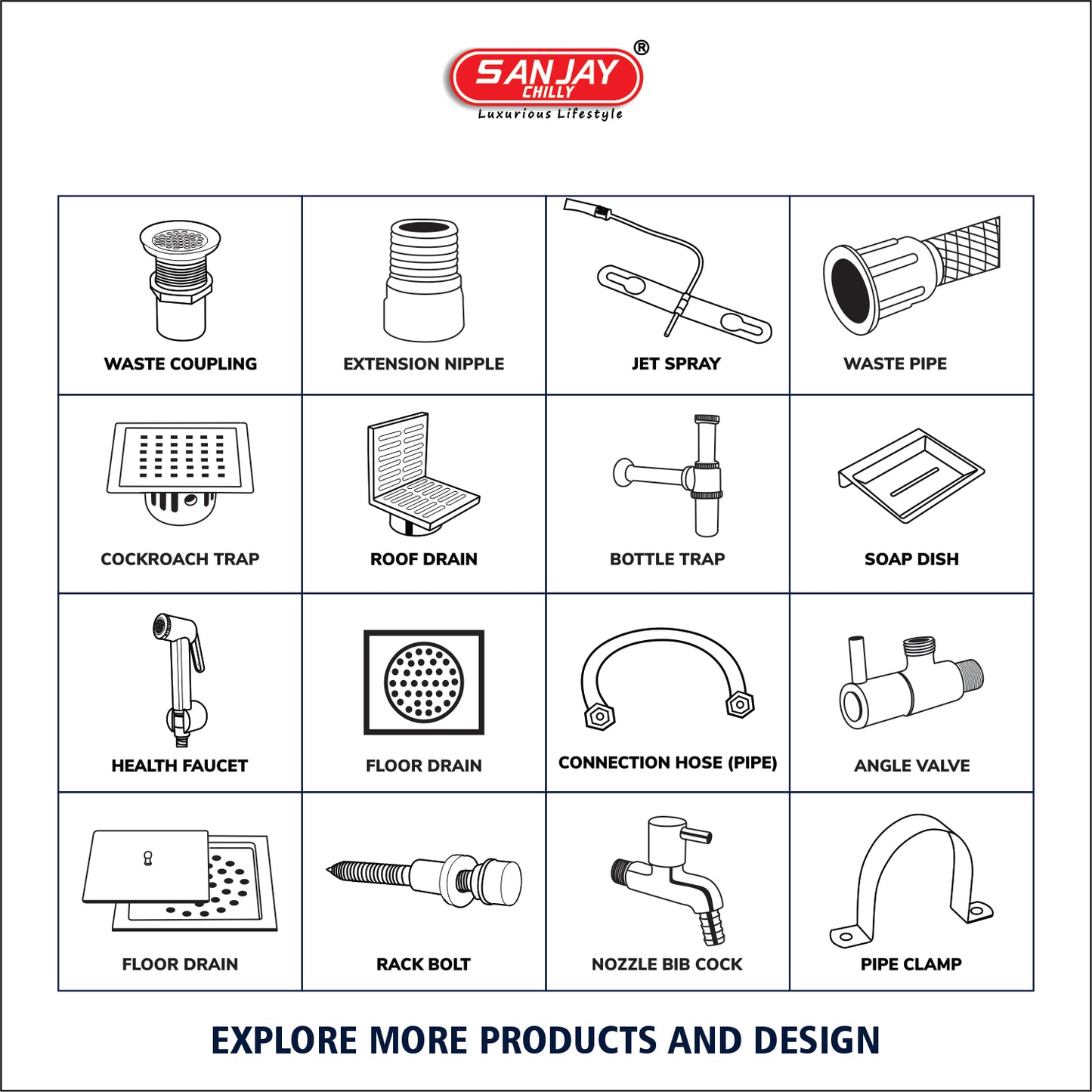 Square Clean Line Golden Series