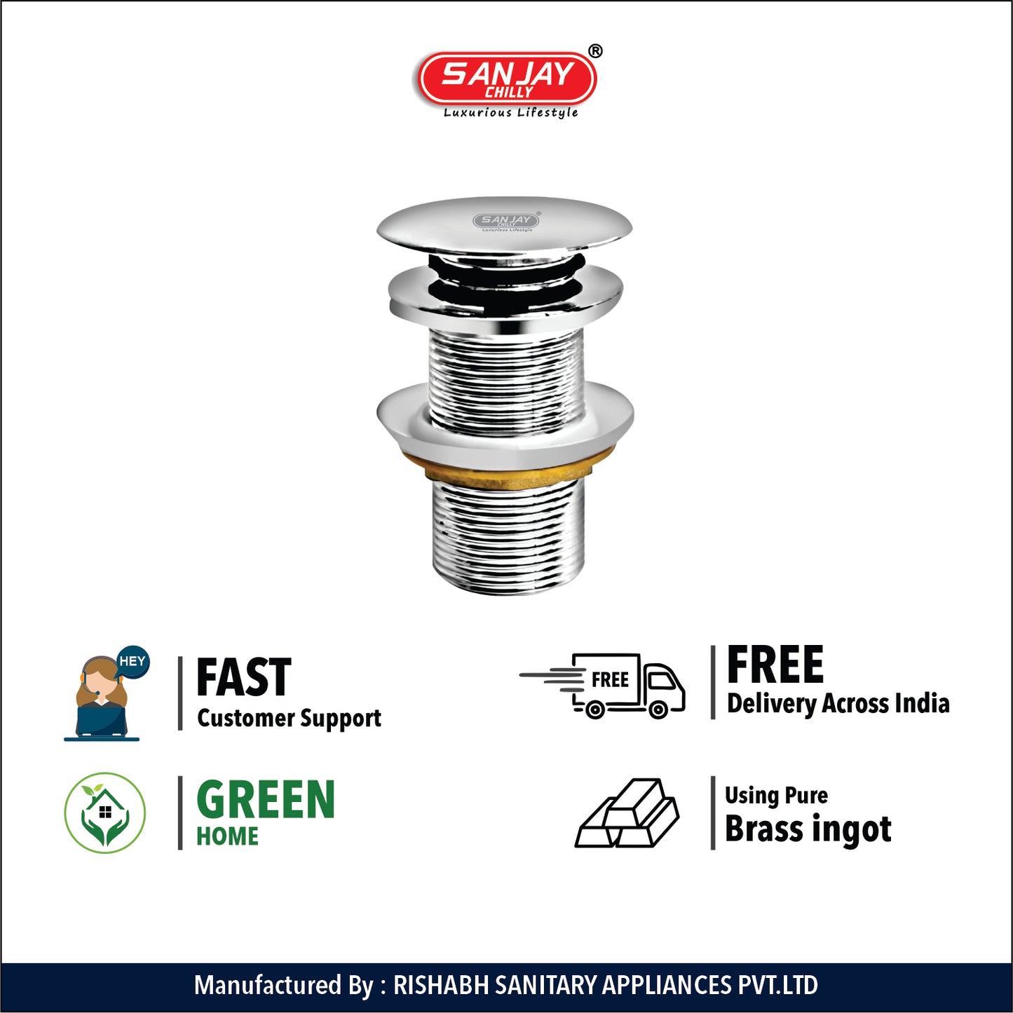 Brass Pop Up Waste Coupling