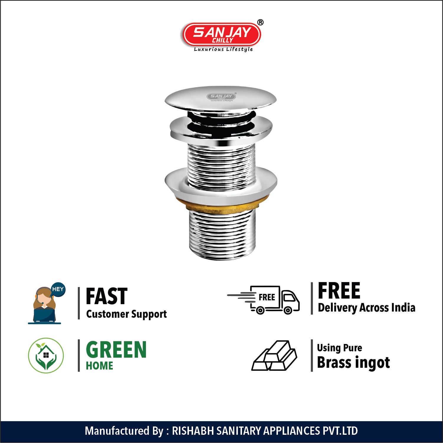 Brass Pop Up Waste Coupling