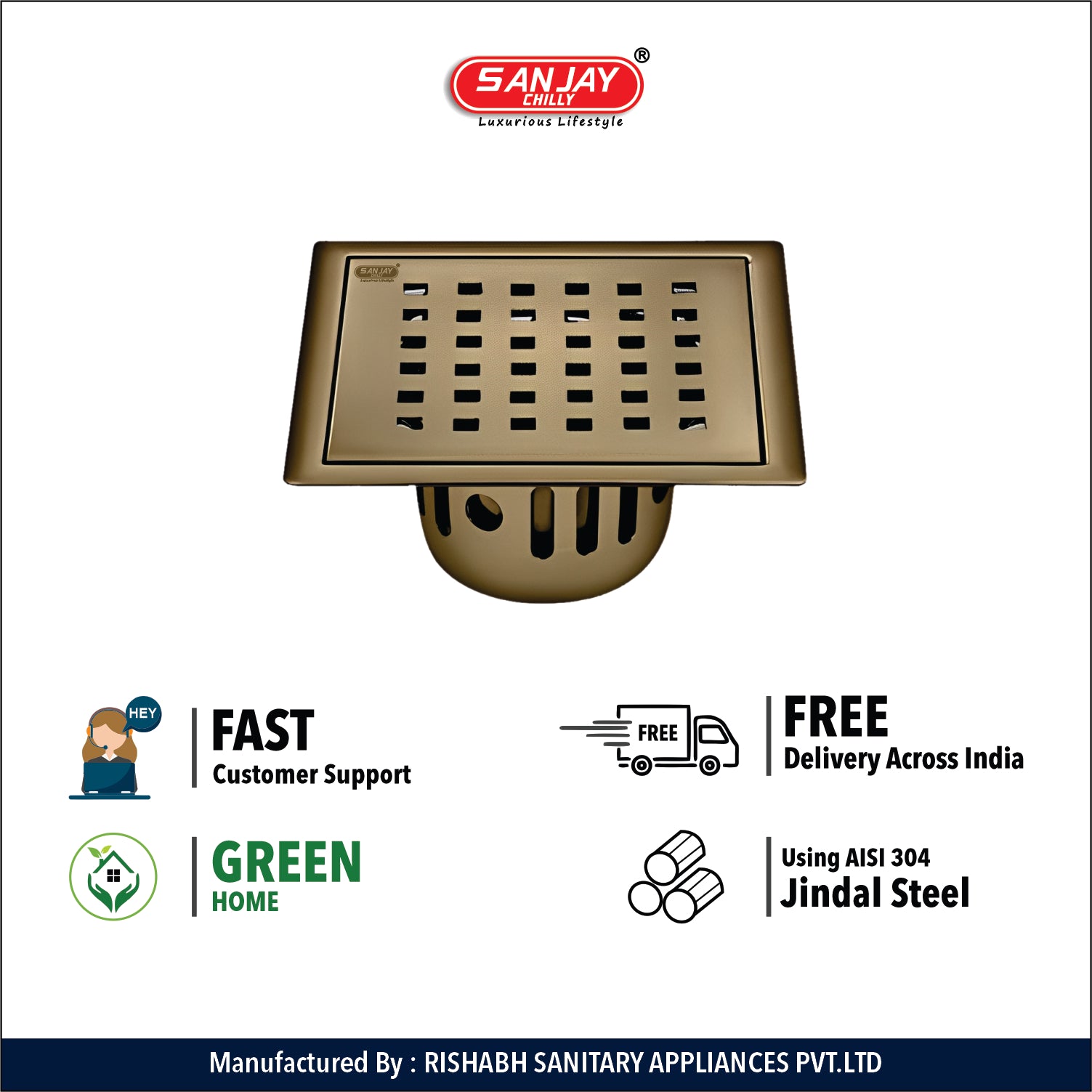 Square Zoom Brushed Bronze